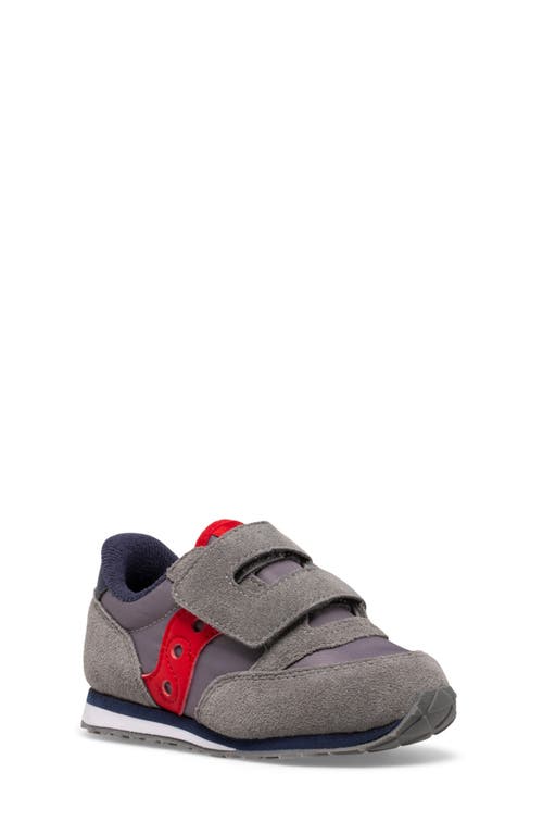 Saucony Jazz Hook & Loop Sneaker In Grey/red/navy