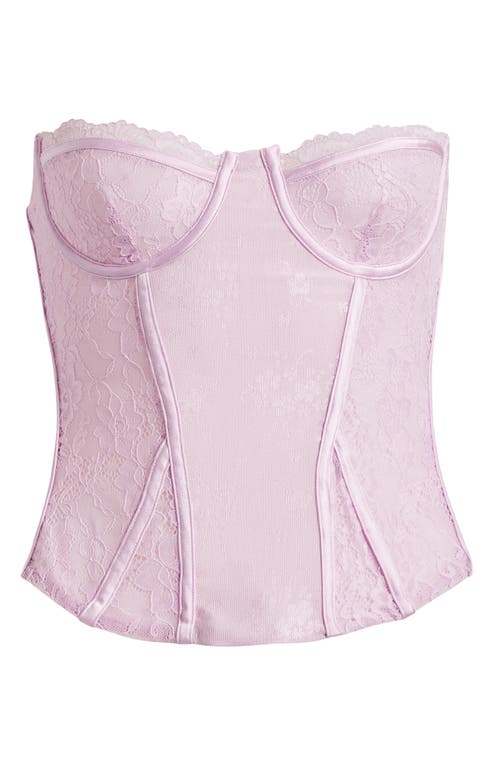 Shop Mistress Rocks Strapless Lace Corset Top In Orchid