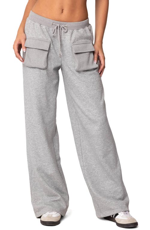 Shop Edikted Bailey French Terry Cargo Pants In Gray Melange