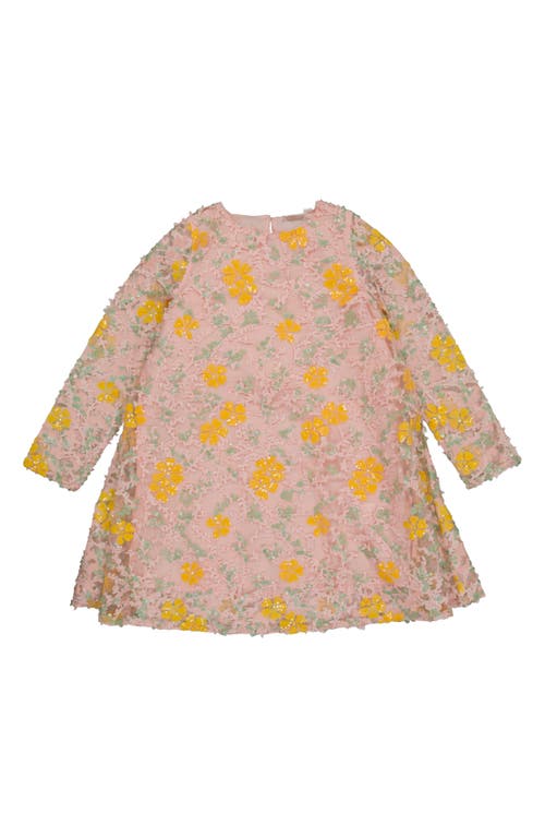 THE NEW Kids' Krystal Floral Embellished Long Sleeve Dress White Swan at Nordstrom,