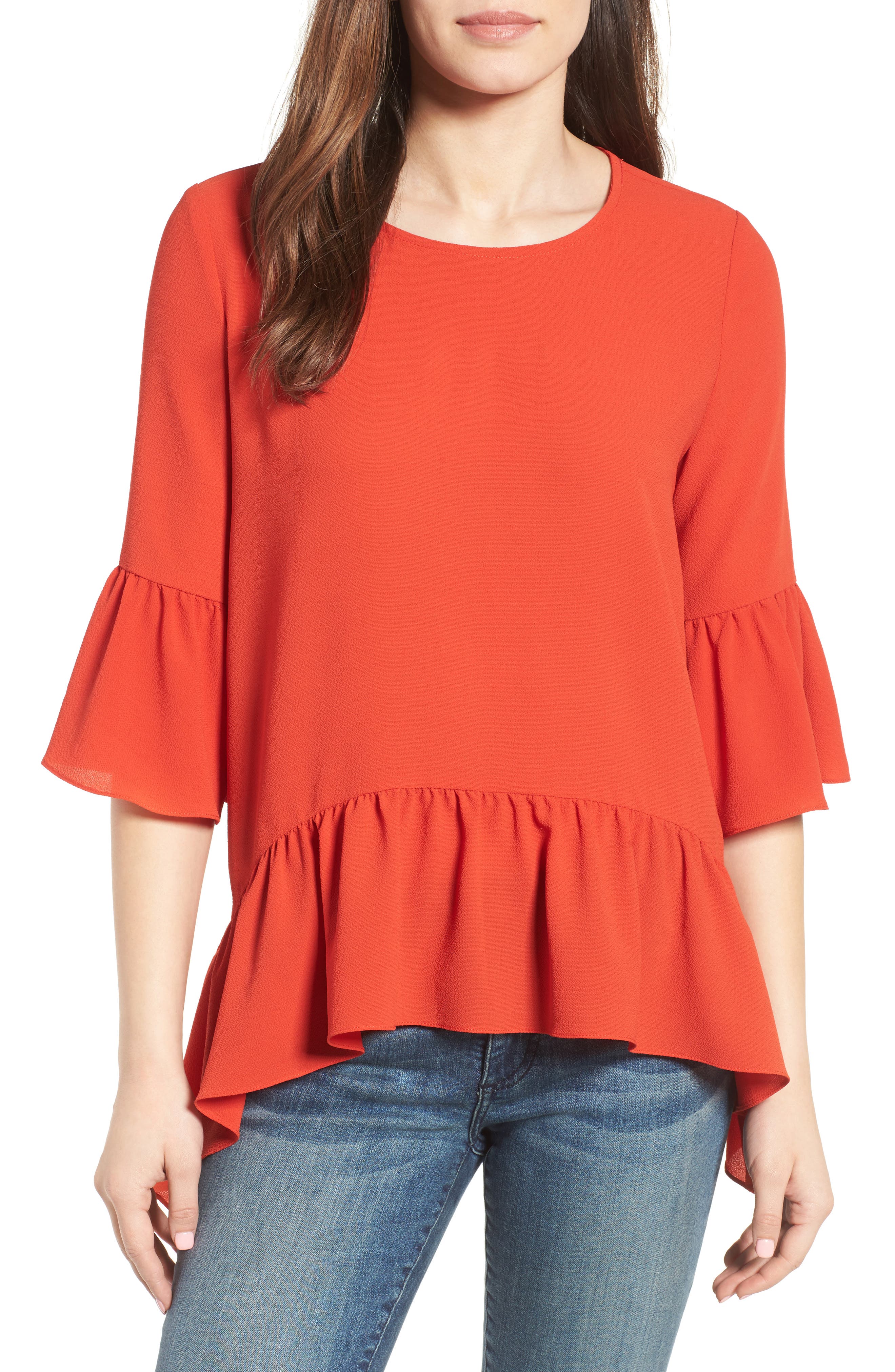 ruffled handkerchief hem top