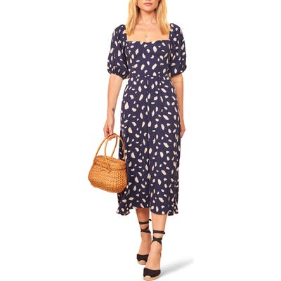 Reformation Zippy Print Dress, Blue