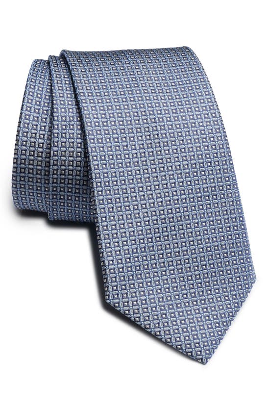 Jack Victor Lorraine Micropattern Silk Tie In Blue