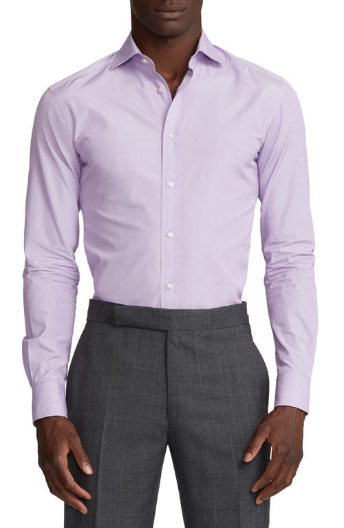 Ralph Lauren Purple Label Aston End on Solid Cotton Button-Up Shirt Lavender at Nordstrom,