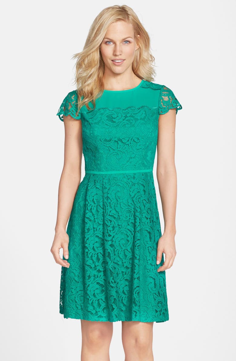 Adrianna Papell Cap Sleeve Lace Fit & Flare Dress | Nordstrom