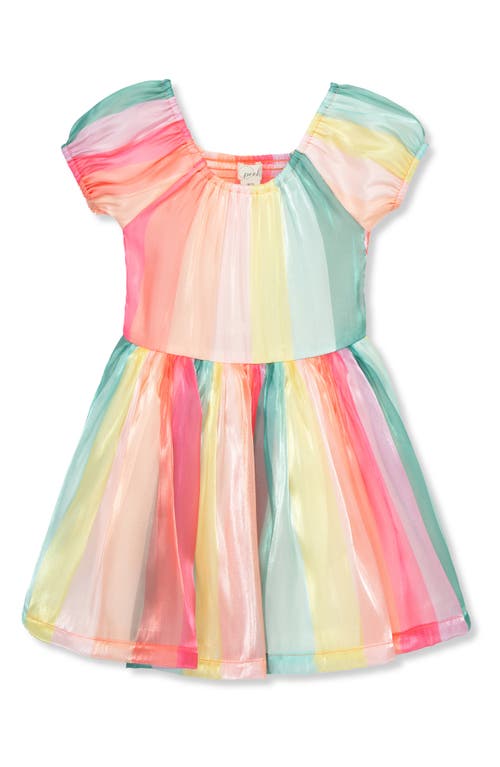 Peek Aren'T You Curious Kids' Rainbow Stripe Puff Sleeve Dress at Nordstrom,