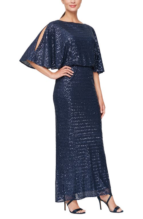 Alex Evenings Blouson Column Gown in Navy at Nordstrom, Size 10