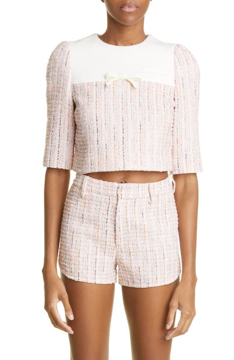 Gucci Women's Button-embellished Cropped Tweed Top