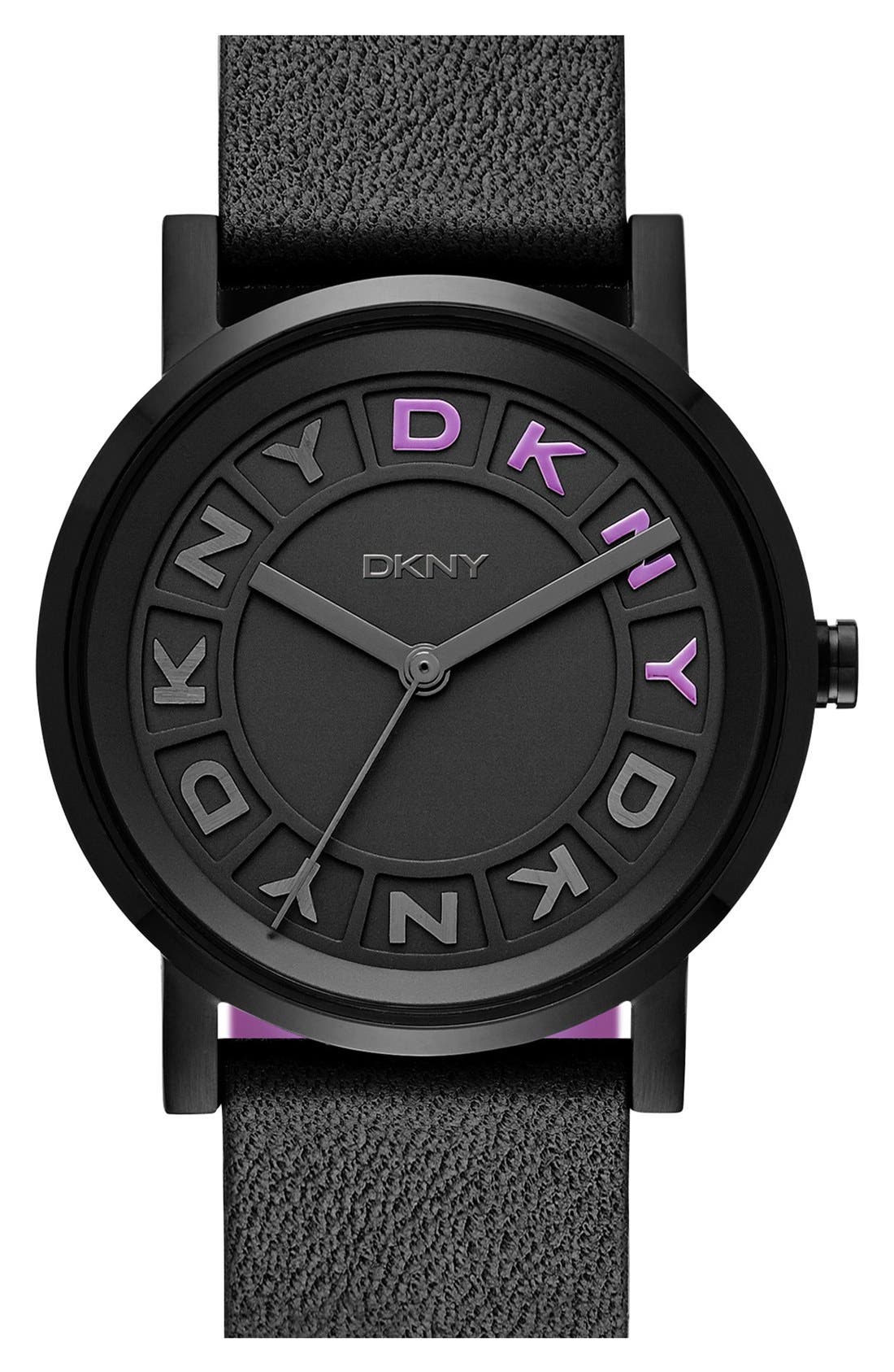 DKNY 'Soho' Leather Strap Watch, 34mm Nordstrom