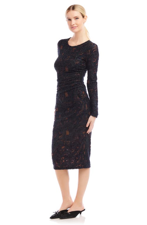 Fifteen Twenty Carolina Long Sleeve Midi Dress In Brown/black