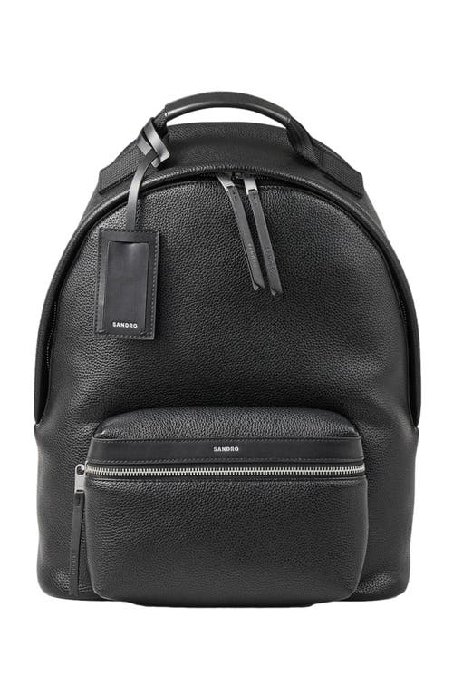 Sandro Coated Canvas Backpack In Black