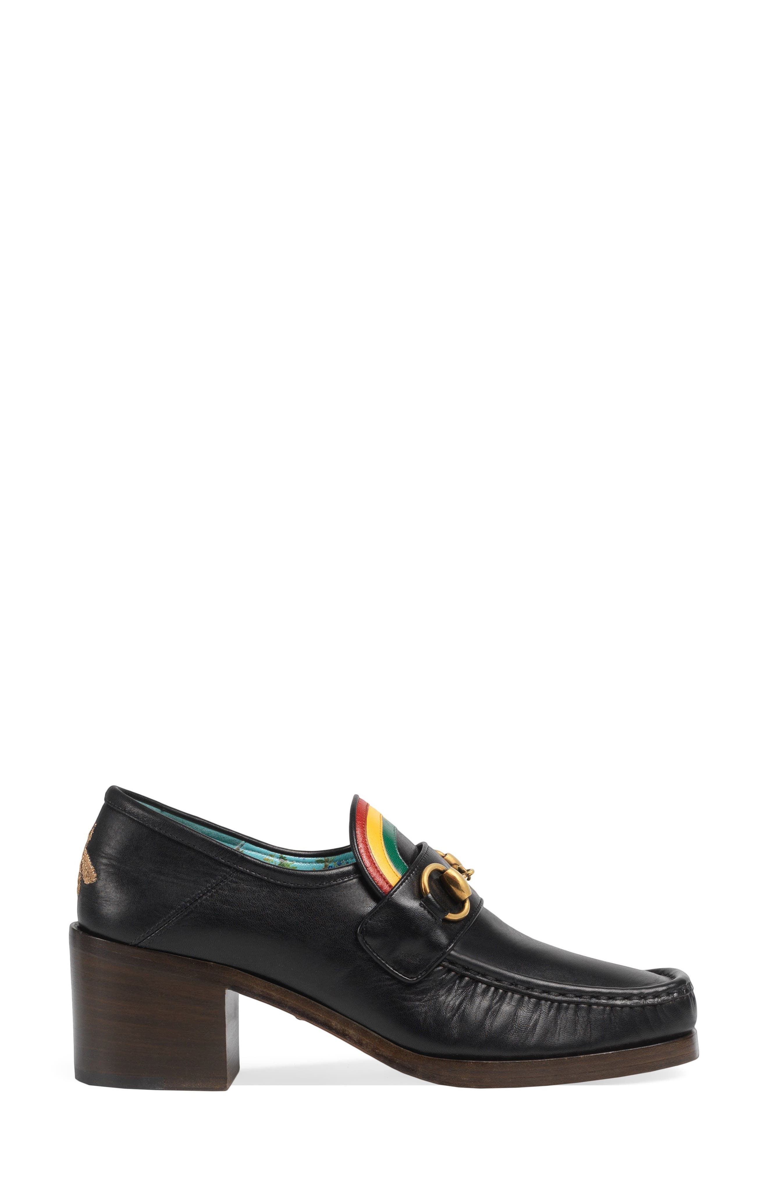 gucci rainbow horsebit leather loafers