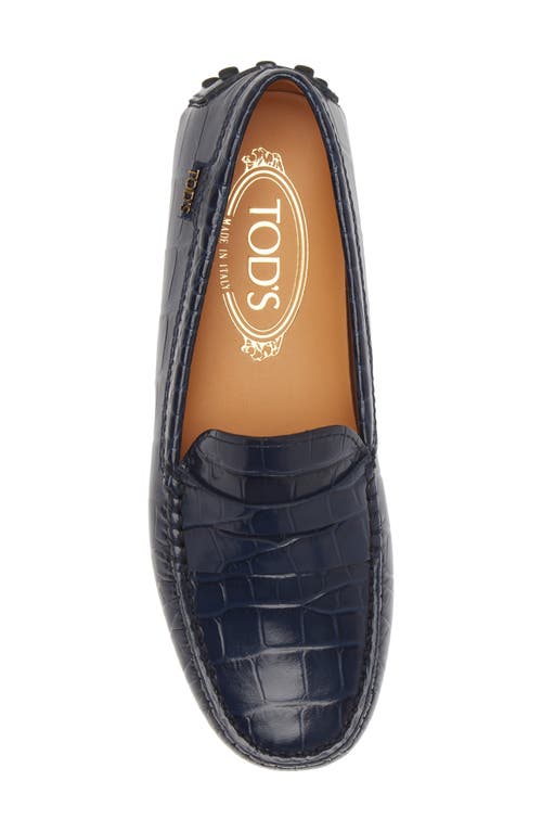 Shop Tod's Croc Embossed Penny Loafer In Galassia Scuro