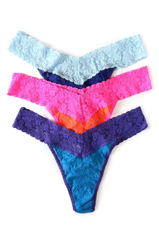 Hanky Panky Original Rise Lace Thongs In Isw/ora/md