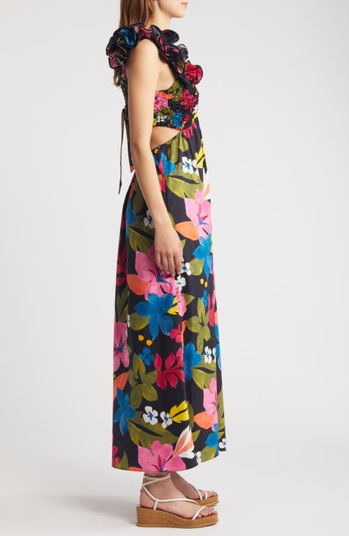 Shop Saylor Zaira Floral Cotton Maxi Dress In Blue Multi