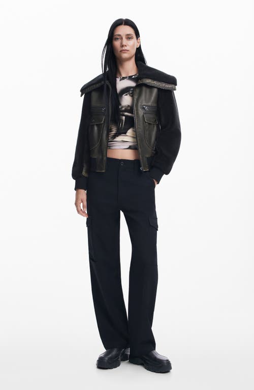 Shop Desigual Florencia Faux Shearling Jacket In Black