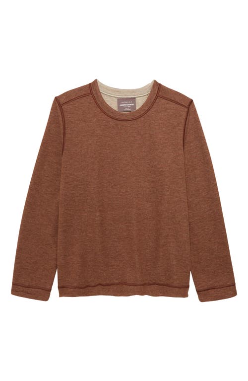 Johnston & Murphy Kids' Solid Reversible Crewneck Long Sleeve T-Shirt Rust/Oatmeal at