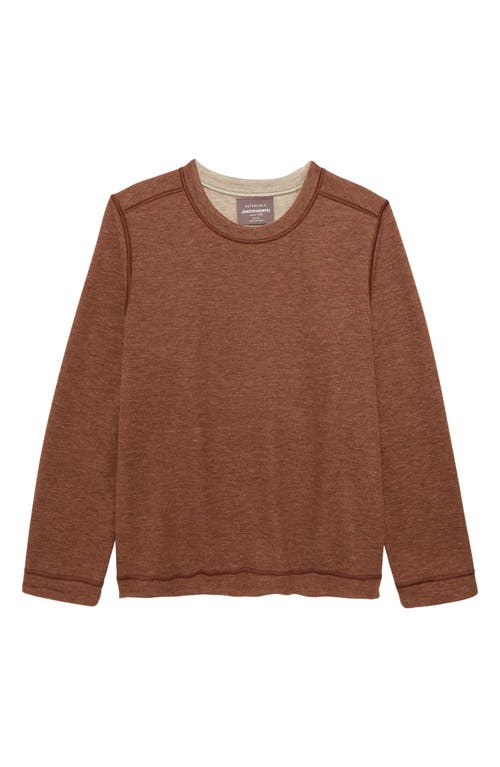 Johnston & Murphy Kids' Solid Reversible Crewneck Long Sleeve T-shirt In Rust/oatmeal