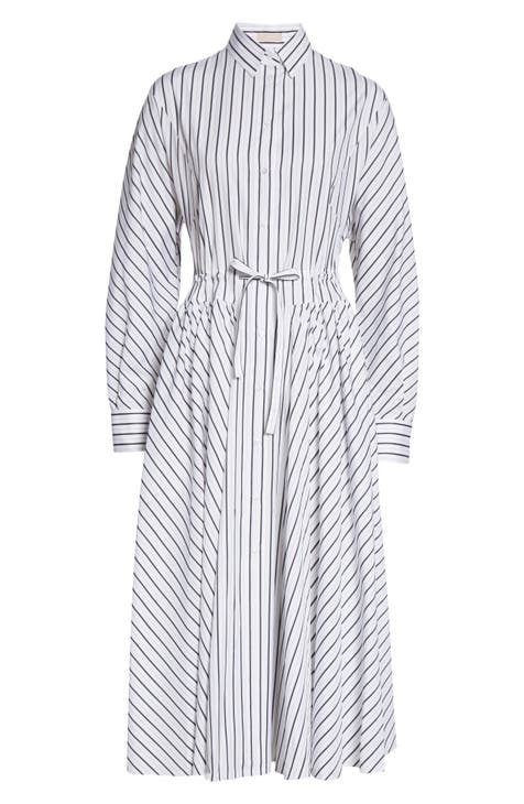 Stripe Long Sleeve Poplin Shirtdress