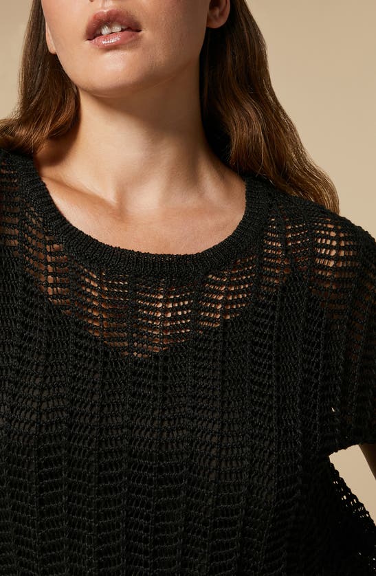 Shop Marina Rinaldi Kentia Cordonnet Linen Sweater In Black