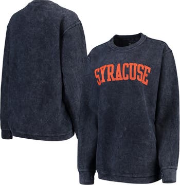 Women's Pressbox Navy Syracuse Orange Comfy Cord Vintage Wash Basic Arch  Pullover Sweatshirt