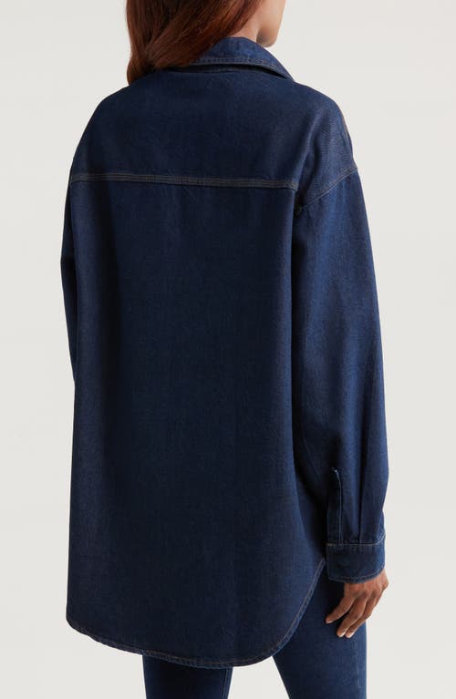 Shop Good American Oversize Denim Shirt In Indigo716