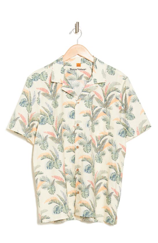 Shop Tailor Vintage Puretec Cool™ Cabana Print Short Sleeve Linen & Cotton Button-up Shirt In Island Foliage