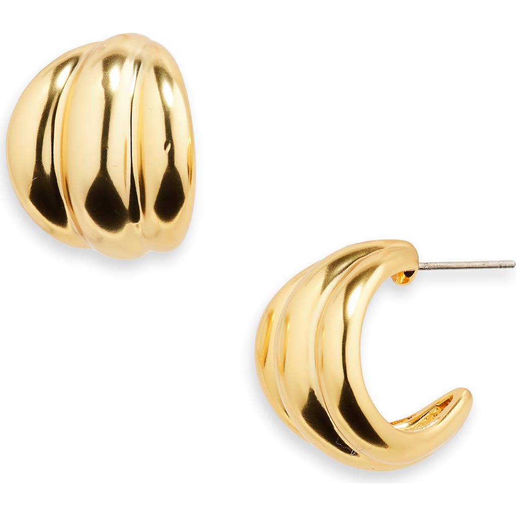 Madewell Ribbed Wavy Hoop Earrings In Vintage Gold
