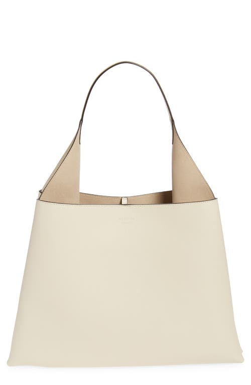 Large Clare Pebbled Leather Tote in Beige