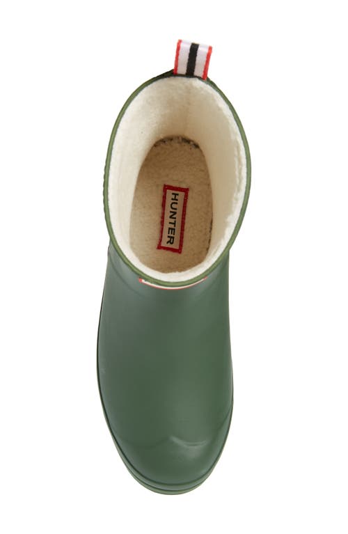 Shop Hunter Play Short Faux Shearling Lined Waterproof Rain Boot In Flexing Green/white Willow