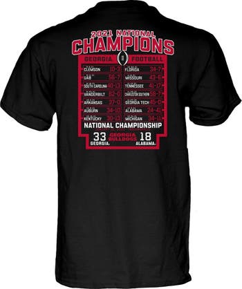 Georgia Bulldogs Blue 84 Youth College Football Playoff 2021 National  Champions Schedule T-Shirt - Red