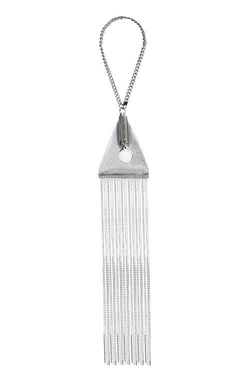 Stella McCartney Crystal Fringe Satin Triangle Pouch in Silver at Nordstrom