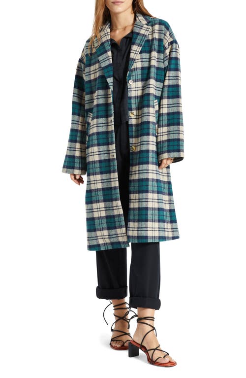 Brixton Cicely Plaid Coat in Emerald