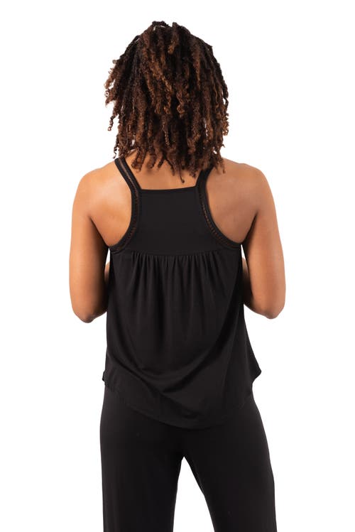 Jjwinks Wine Down Built-in Shelf Racerback Tank Lounge & Sleep Top In Black
