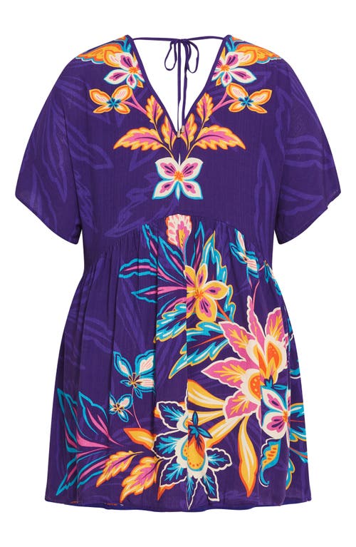 Shop City Chic Island Breeze Short Caftan Swim Cover-up In Island Plc