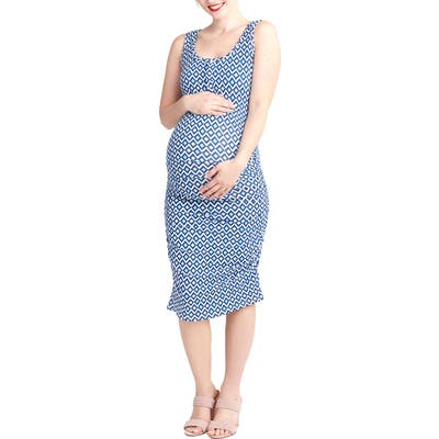 Nom Maternity Sleeveless Maternity/nursing Dress, Blue