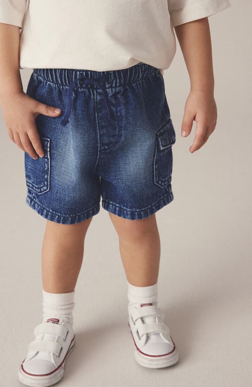 Shop Next Kids' Denim Cargo Shorts In Blue