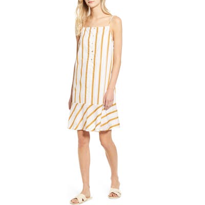 Lou & Grey Stripe Flounce Dress, Ivory