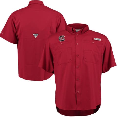 Columbia PFG Men's S Atlanta Braves Blue Red White Short Sleeve Button Up  Shirt