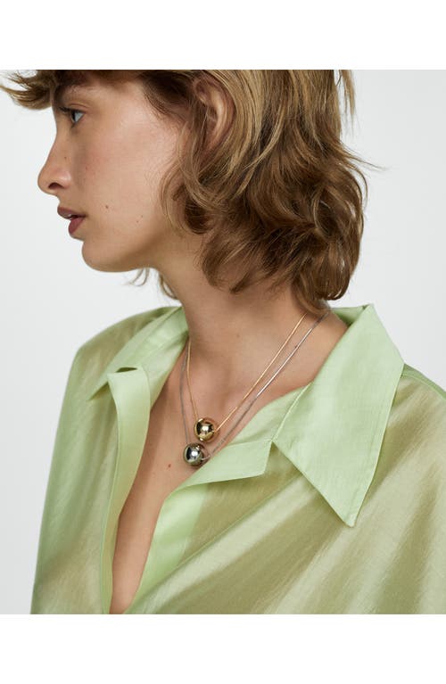 Shop Mango Satin Button-up Shirt In Green