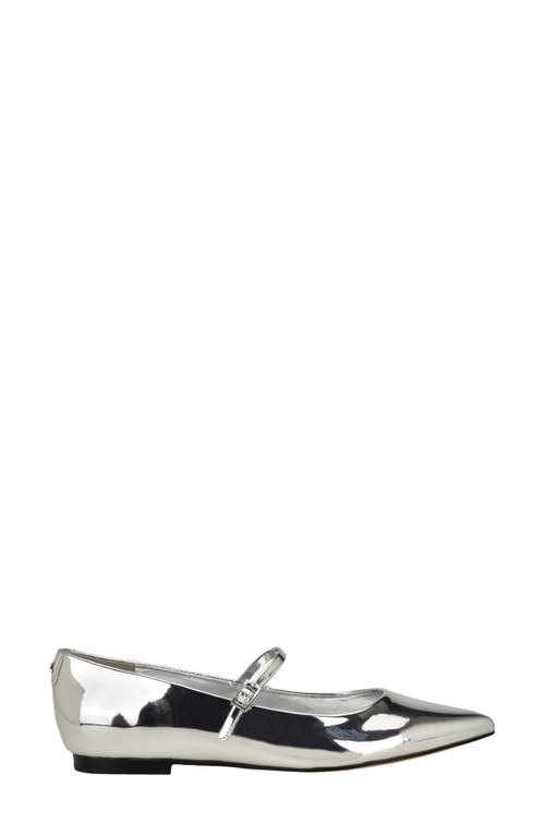 Shop Calvin Klein Kamryn Pointed Toe Flat In Silver