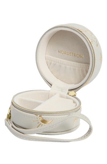Nordstrom Mini Round Jewelry Box In Grey- Gold- Celestial