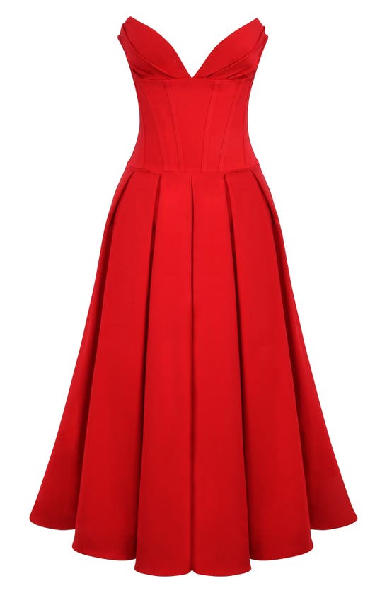 Shop House Of Cb Lady Strapless Midi Dress In Salsa