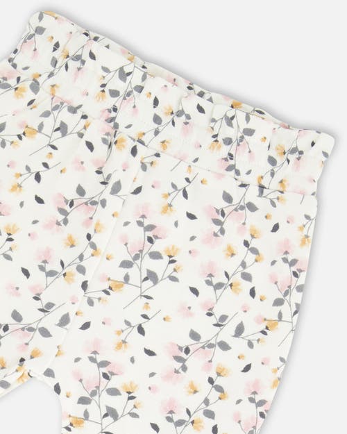 Shop Deux Par Deux Baby Girl's Organic Cotton Top And Printed Pants Set Cream With Flowers In Printed Flowers