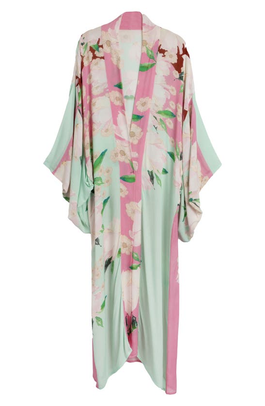 Saachi Blossom Breeze Floral Print Cover-up Kaftan In Pink Combo