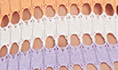 Capittana Sara Stripe Open Stitch Sheer Cover-up Dress In Purple/peach Multi