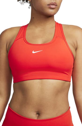 Nike Swoosh Sports Bra - Red/Gunsmoke Woman