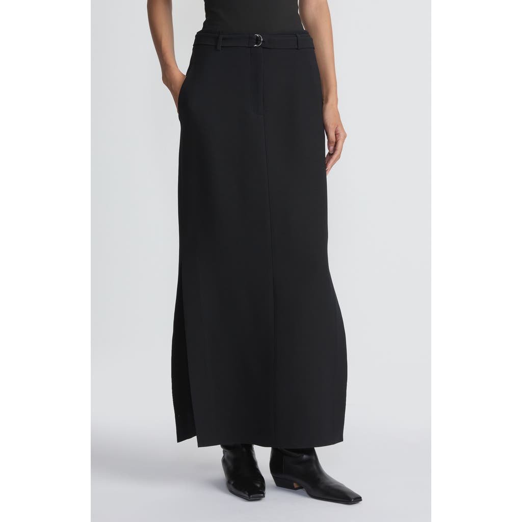 Lafayette 148 New York Belted Wool & Silk Crepe Maxi Skirt In Black