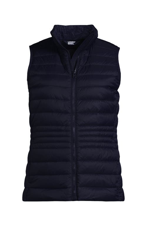 Shop Lands' End Wanderweight Packable Ultralight Down Vest In Deep Sea Navy