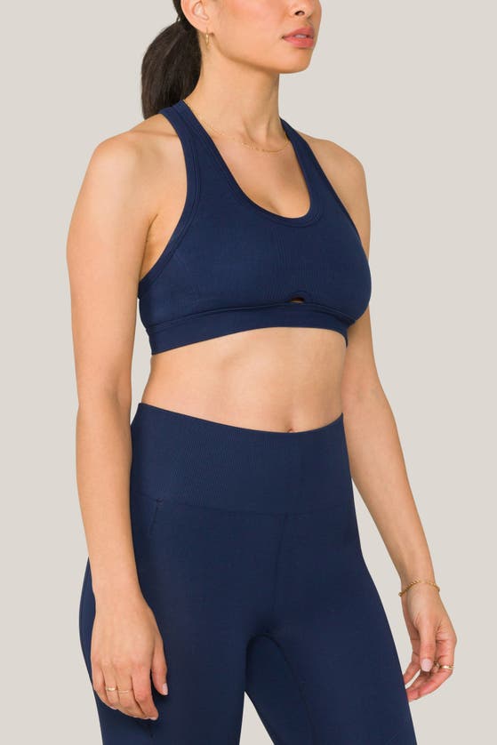 Shop Alala Barre Racer Bra In Navy